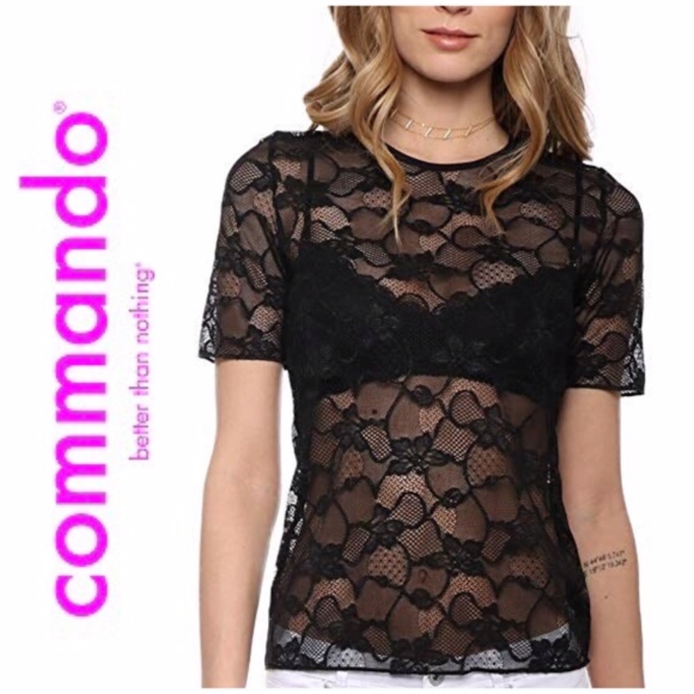 Commando Black Floral Lace Tee Collection